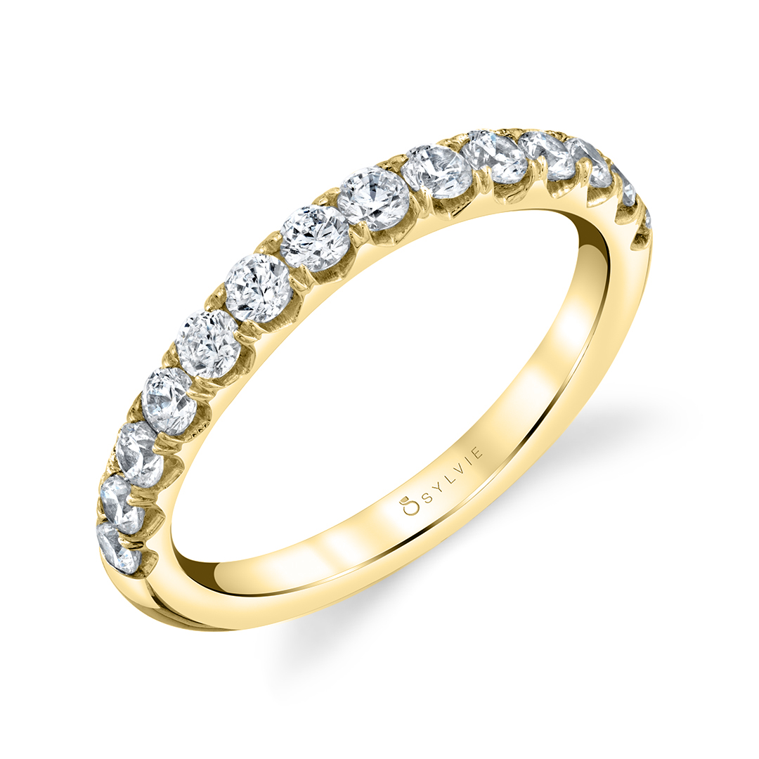 Classic Wedding Band with Shared Prongs