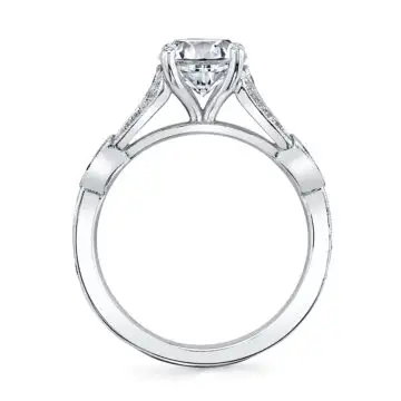 White Gold Round Cut Unique Vintage Engagement Ring - Renee