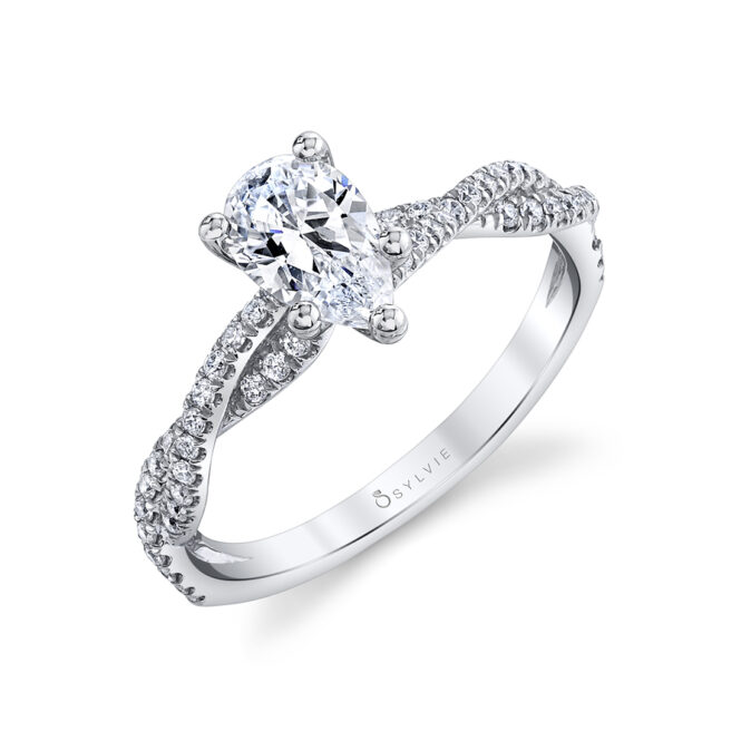 Pear Shaped Spiral Engagement Ring - Leána