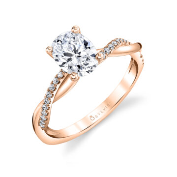 White Gold Oval Cut Diamond Spiral Engagement Ring - Yasmine