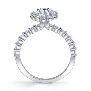 White Gold Oval Cut Classic Halo Engagement Ring - Athena