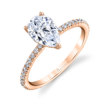White Gold Pear Shaped Classic Engagement Ring - Maryam