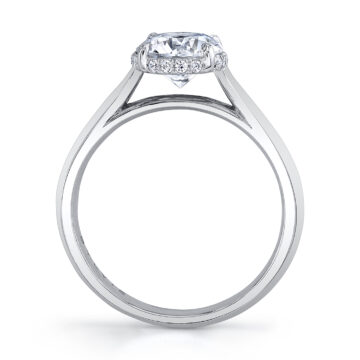 White Gold Round Cut Hidden Halo Solitaire Engagement Ring - Fae