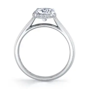 White Gold Princess Cut Hidden Halo Solitaire Engagement Ring - Fae