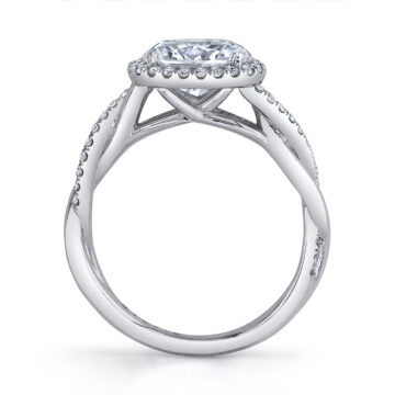 White Gold East-West Oval Engagement Ring with Halo - Isabelle
