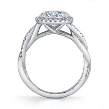 White Gold East-West Oval Engagement Ring with Halo - Isabelle