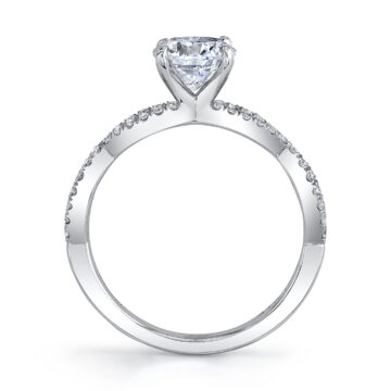 White Gold Round Cut Spiral Engagement Ring - Maribel