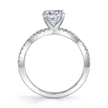 White Gold Round Cut Spiral Engagement Ring - Maribel