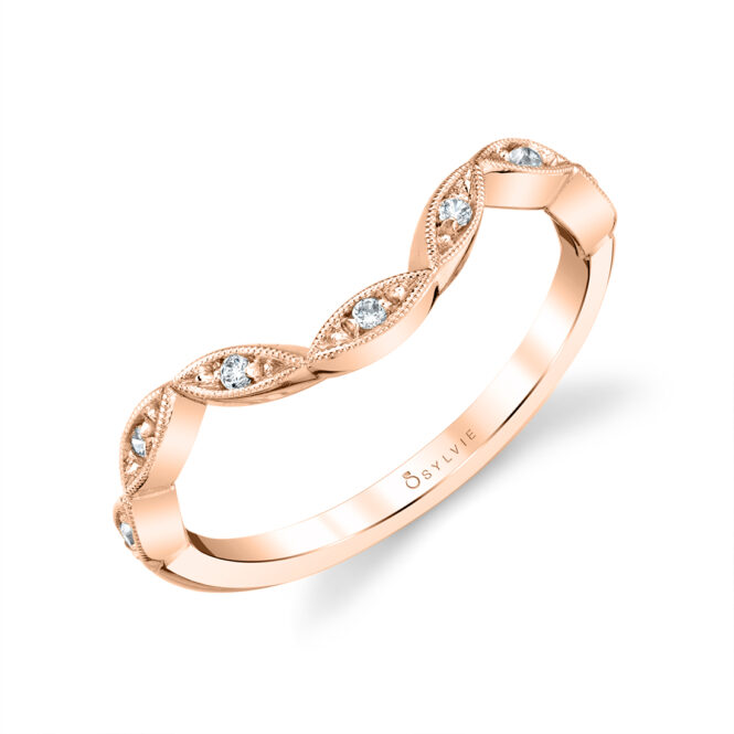 Curved Vintage Inspired Wedding Band  Sylvie