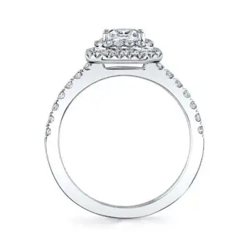 White Gold Cushion Cut Double Halo Engagement Ring - Claudia