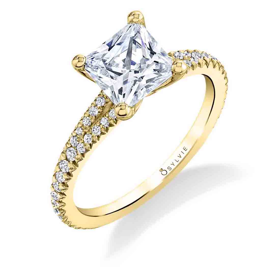 Princess Cut Classic Split Shank Engagement Ring - Romane