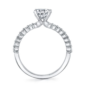White Gold Emerald Cut Classic Engagement Ring - Athena