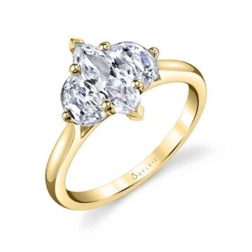 White Gold Three Stone Marquise Engagement Ring - Melisandre