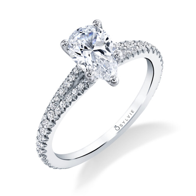 Pear Shaped Classic Split Shank Engagement Ring - Romane