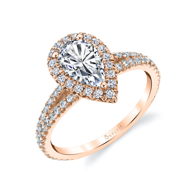 pear shaped split shank engagement ring