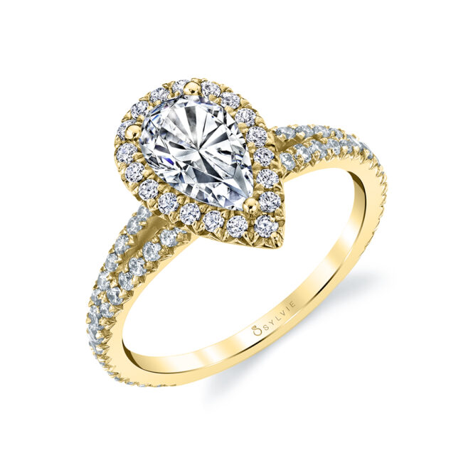 pear shaped split shank engagement ring