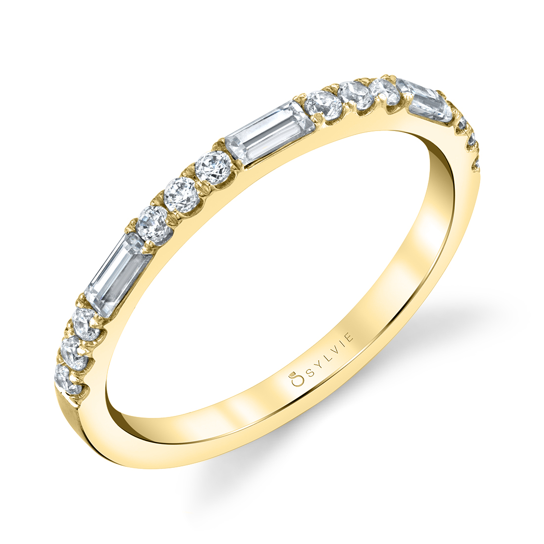 Baguette gold wedding on sale band