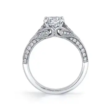 White Gold Round Cut Antique Engagement Ring - Livia