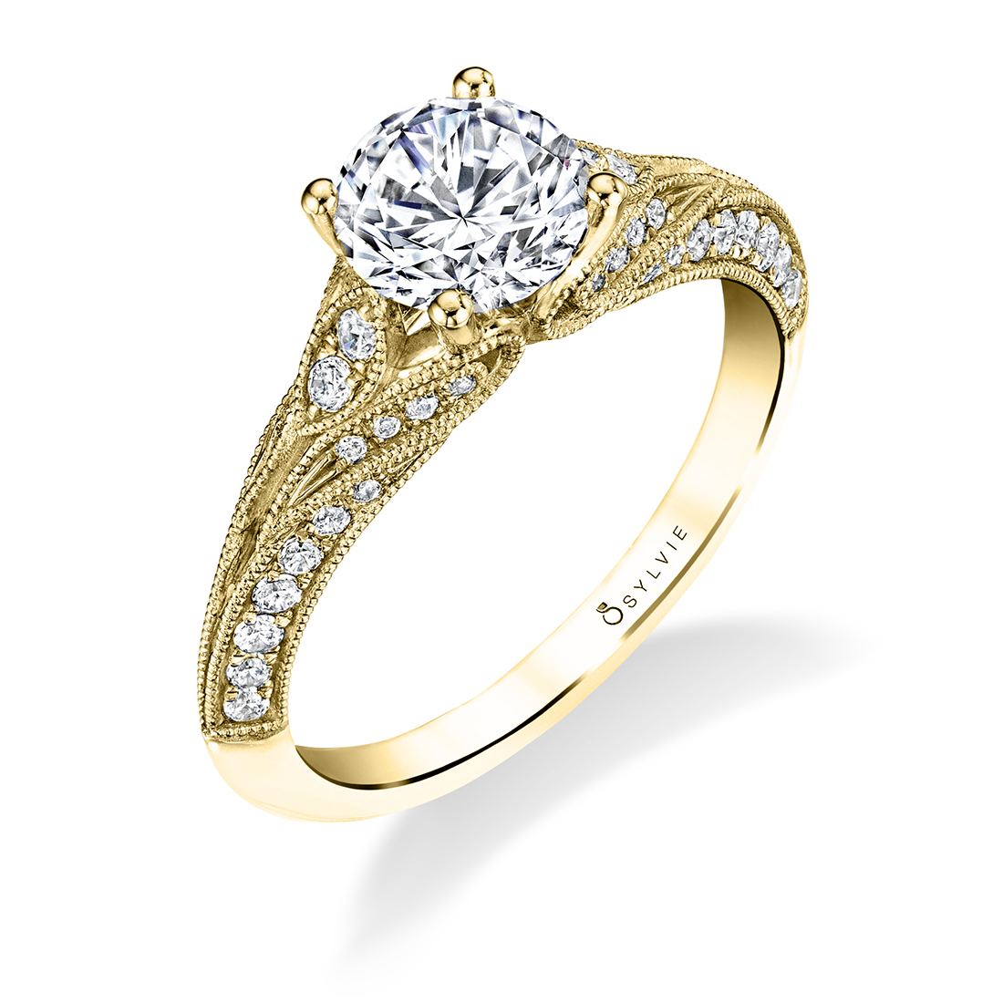 Antique Inspired Engagement Ring in Yellow Gold - Livia