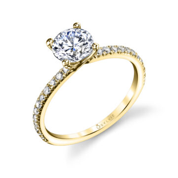 White Gold Round Cut Classic Engagement Ring - Benedetta