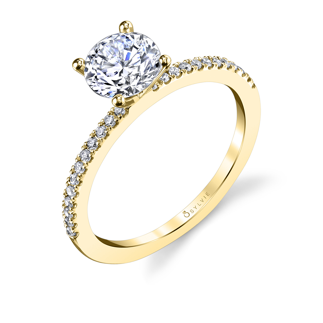 Pave Engagement Ring in Yellow Gold - Carlotta