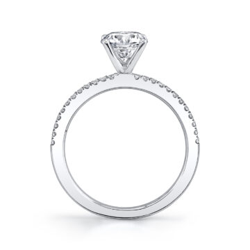 White Gold Round Cut Classic Pave Engagement Ring - Carlotta