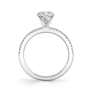 White Gold Round Cut Classic Pave Engagement Ring - Carlotta
