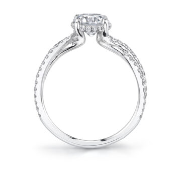 White Gold Round Cut Hidden Halo Engagement Ring - Mia