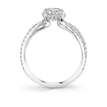 White Gold Round Cut Hidden Halo Engagement Ring - Mia