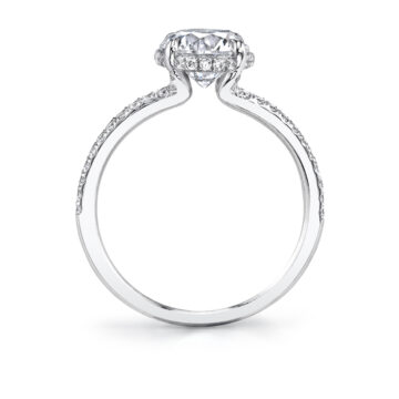 White Gold Round Cut Hidden Halo Ring - Serena