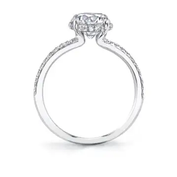 White Gold Round Cut Hidden Halo Ring - Serena