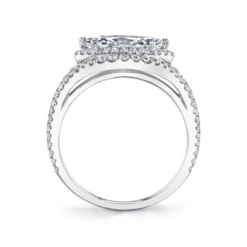White Gold Marquise Shaped Ring with Halo - Eleanora