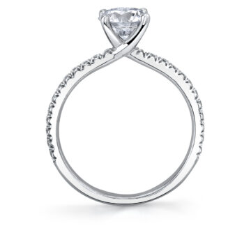 White Gold Round Cut Classic Engagement Ring - Benedetta