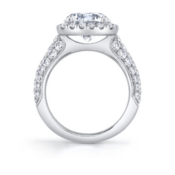 White Gold Round Cut Cushion Halo Engagement Ring - Amara