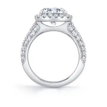 White Gold Round Cut Cushion Halo Engagement Ring - Amara