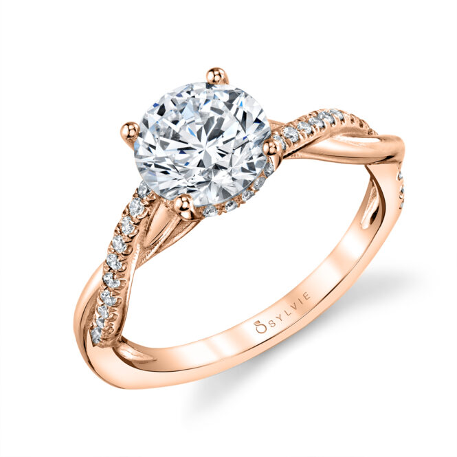 Spiral Engagement Ring with Hidden Halo - Claire