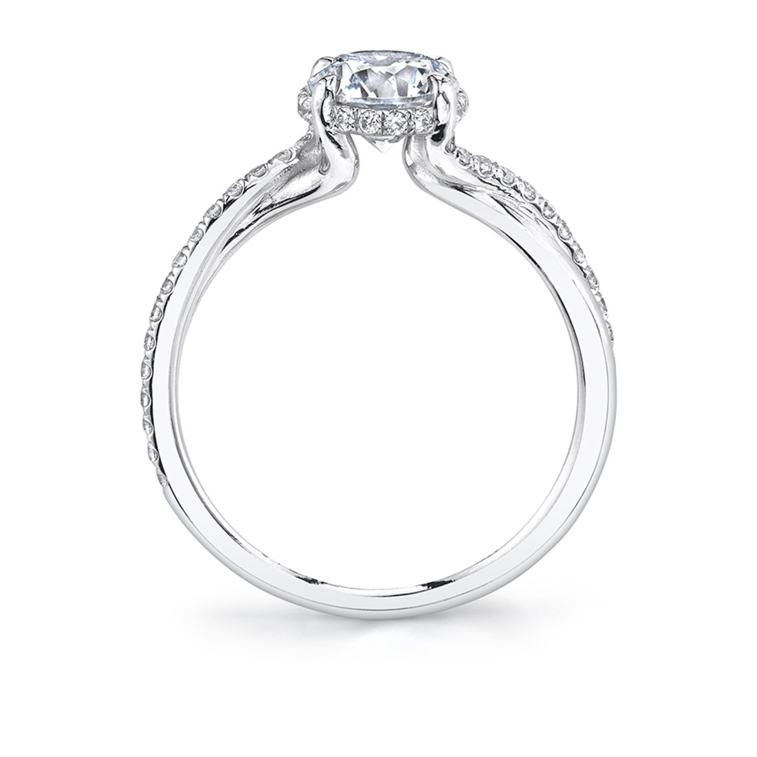 Profile Image of Spiral Engagement Ring with Hidden Halo in white gold - Iliara