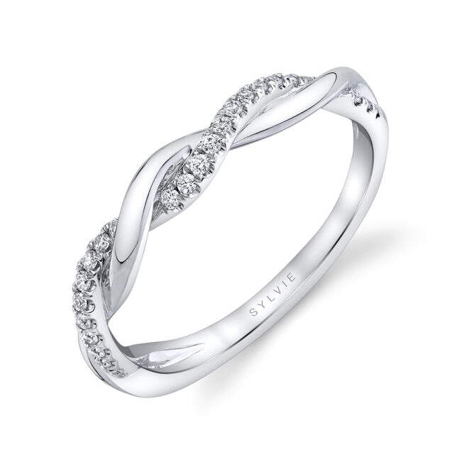 Spiral Wedding Band in White Gold