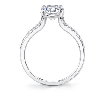 White Gold Round Cut Split Band Engagement Ring - Analia