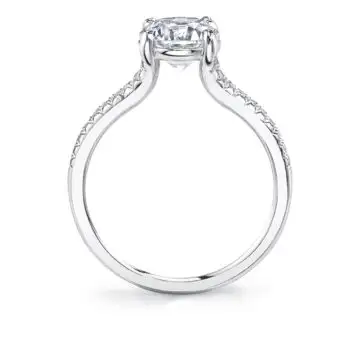 White Gold Round Cut Split Band Engagement Ring - Analia