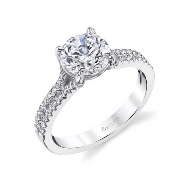 Profile Image of Split Band Engagement Ring in White Gold - Analia