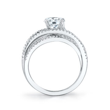 White Gold Round Cut Split Shank Engagement Ring - Hannah