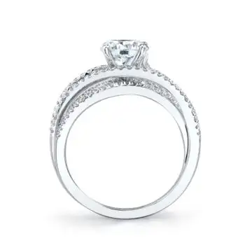 White Gold Round Cut Split Shank Engagement Ring - Hannah