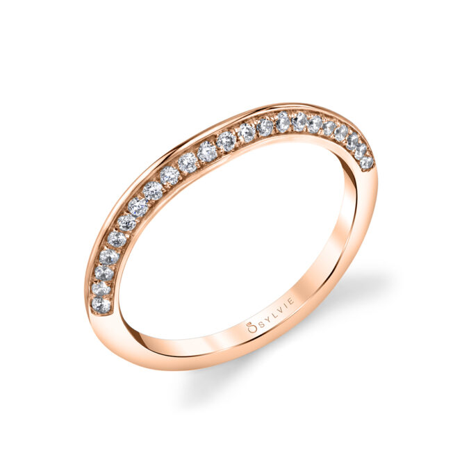 Unique Diamond Wedding Band  in Rose Gold