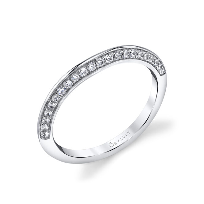 Unique Diamond Wedding Band  in White Gold