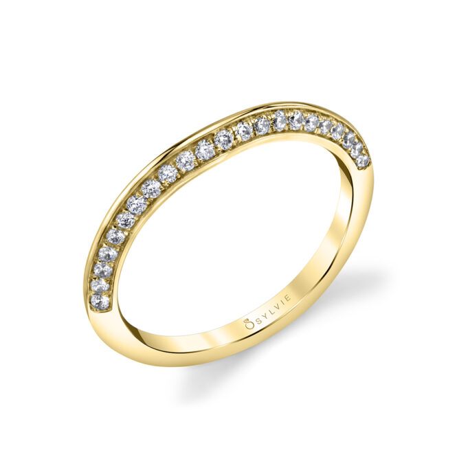 Unique Diamond Wedding Band  in Yellow Gold