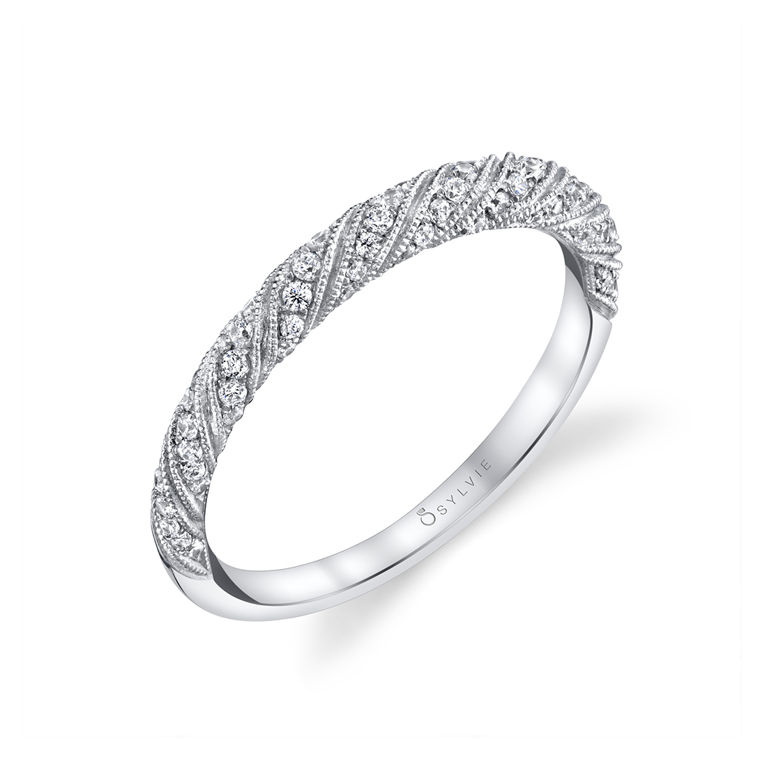 Unique Engagement Ring in White Gold