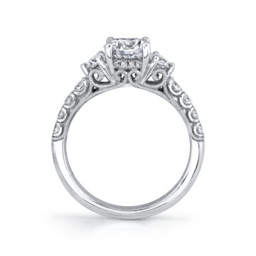 White Gold Round Cut Three Stone Engagement Ring - Lara