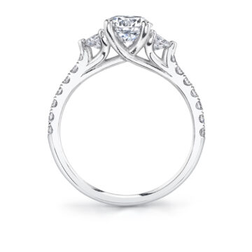 White Gold Round Cut Three Stone Engagement Ring - Tatianna