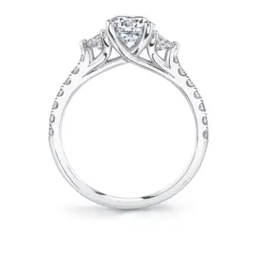 White Gold Round Cut Three Stone Engagement Ring - Tatianna